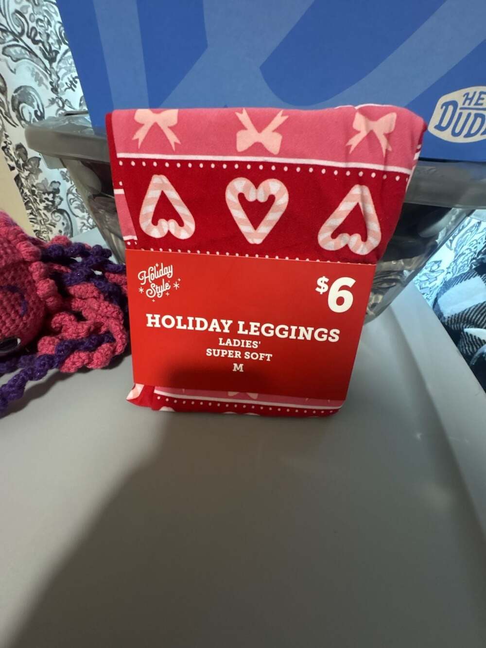 Holiday Style Holiday Leggins Ladies Super Soft Red Candy Cane Size M